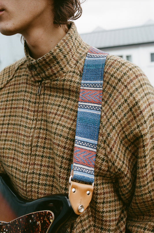 Ink Nubuck Leather Guitar Strap