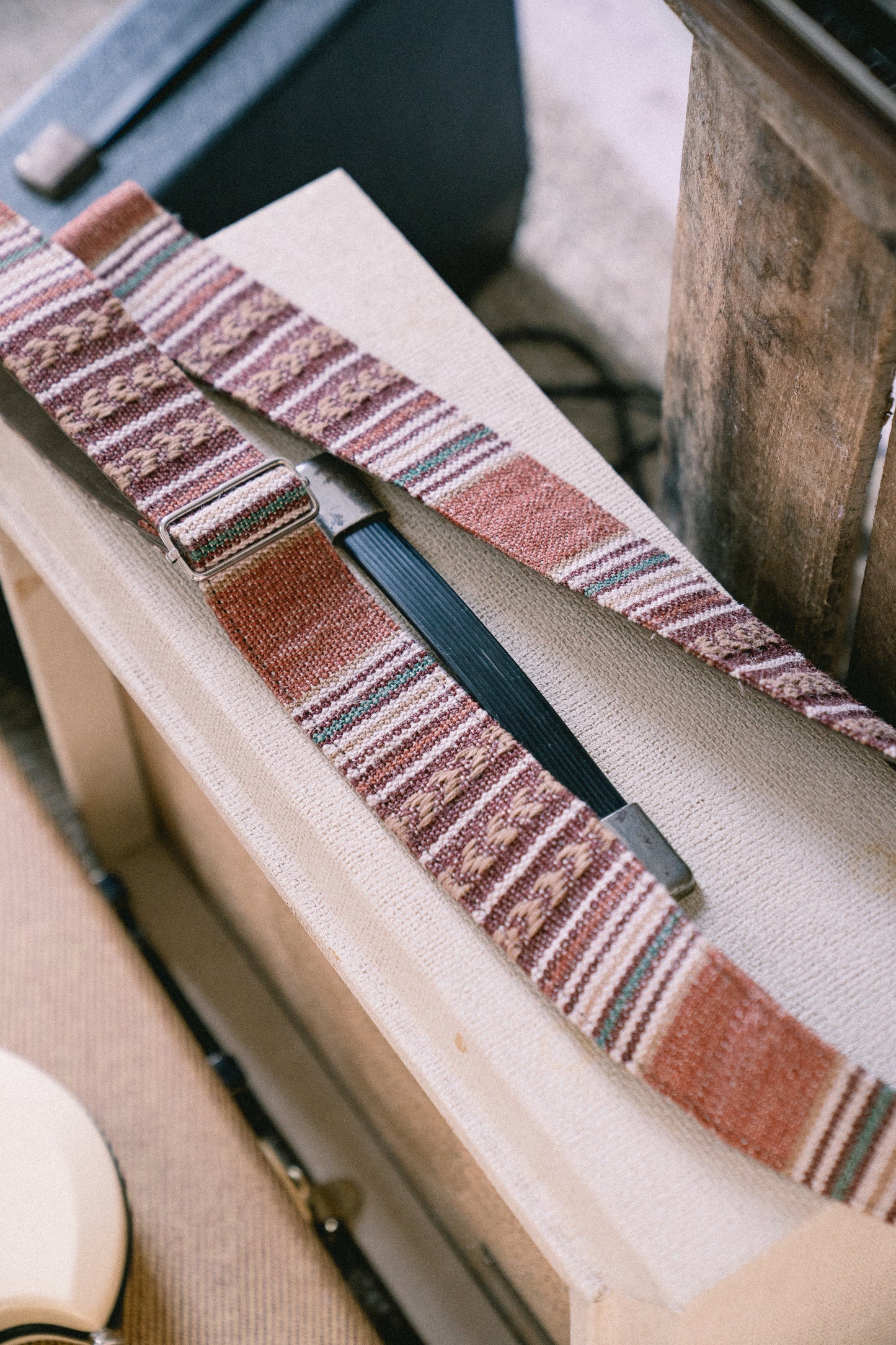 Rust Nubuck Leather Guitar Strap