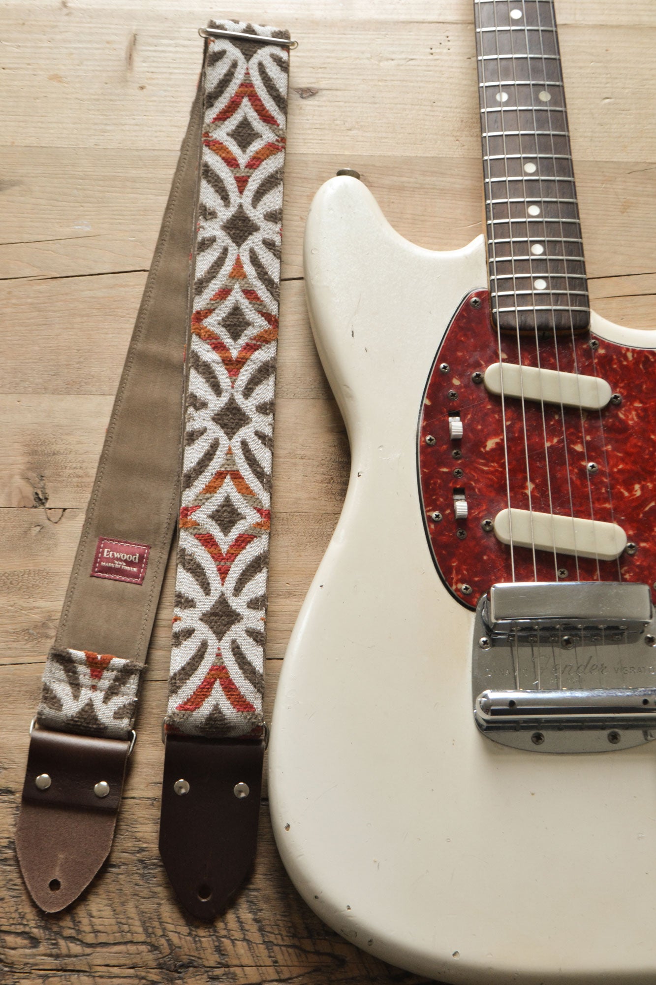 vintage red guitar strap