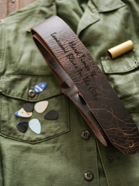 Classic Personalized Leather Guitar Strap – Five Colourways - Handmade in the UK by Guitarists | Full-Grain Leather | Gift for Guitarists