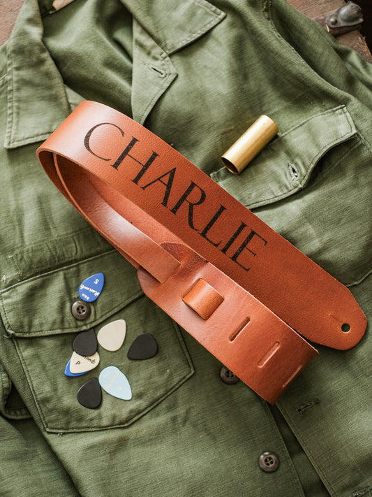 Classic Personalized Leather Guitar Strap – Handmade in the UK by Guitarists | Full-Grain Leather | Gift for Guitarists