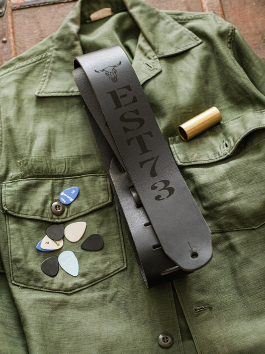 Classic Personalized Leather Guitar Strap – Five Colourways - Handmade in the UK by Guitarists | Full-Grain Leather | Gift for Guitarists