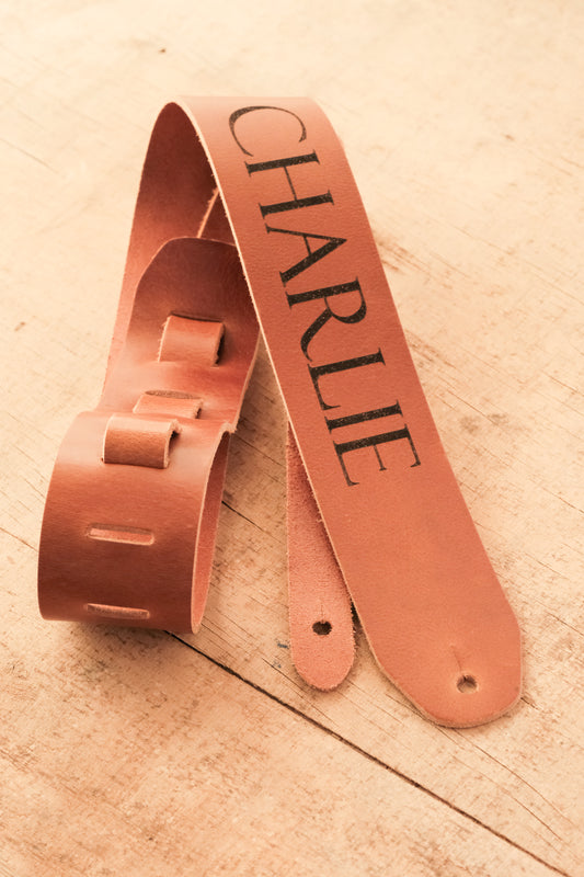 Classic Personalized Leather Guitar Strap – Handmade in the UK by Guitarists | Full-Grain Leather | Gift for Guitarists