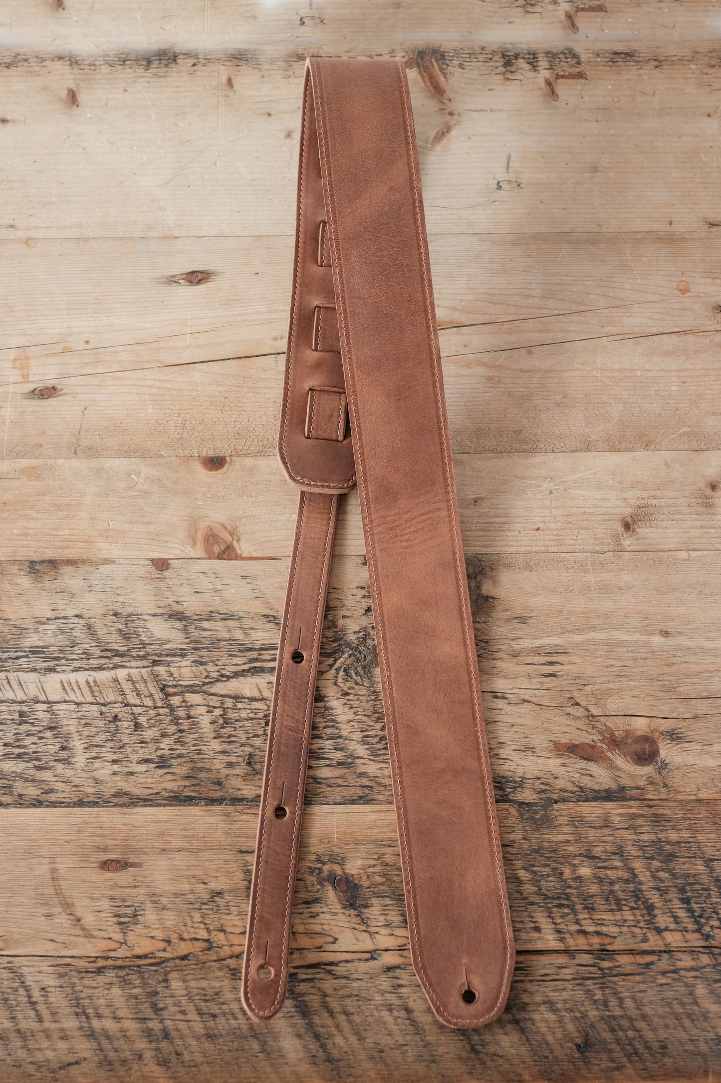 Premium Leather Guitar Strap 6cm Tobacco
