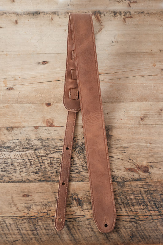 Premium Leather Guitar Strap 6cm Tobacco