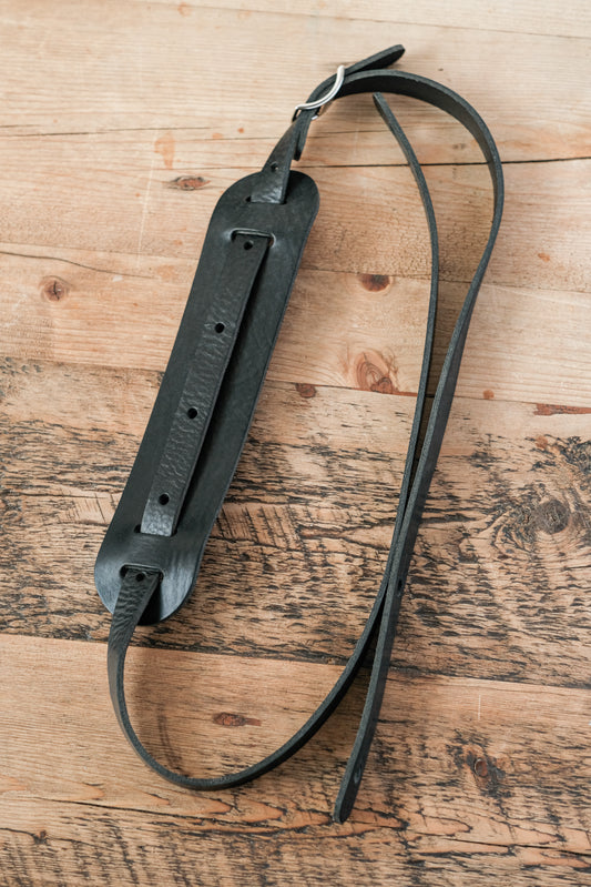 Tumbled Leather Shoulder Pad Guitar Strap Midnight