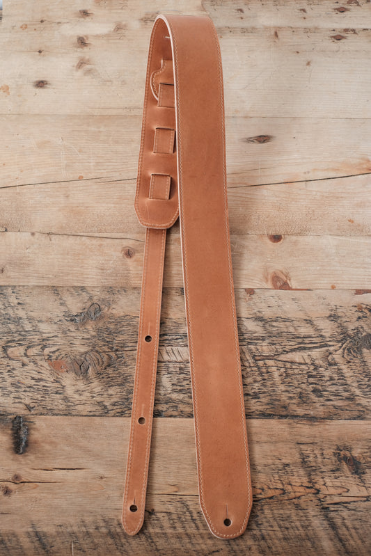 Premium Leather Guitar Strap 6cm Italian Tan