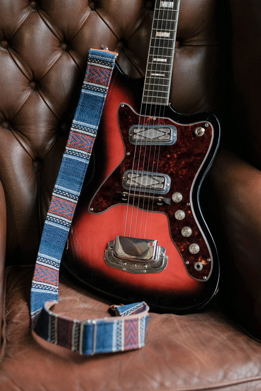 Ink Nubuck Leather Guitar Strap