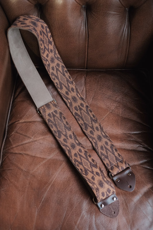 Ikat Nubuck Leather Guitar Strap