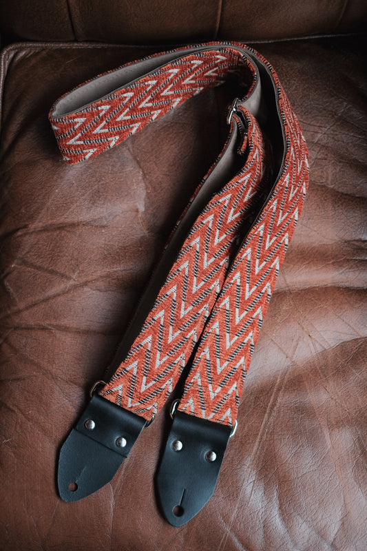 Terracotta Nubuck Leather Guitar Strap