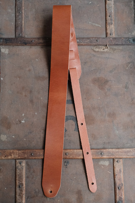 Classic Wide Leather Guitar Strap 6cm Honey - Handmade in the UK