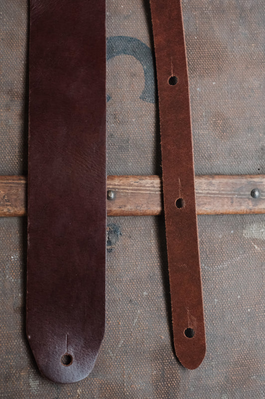 Classic Wide Leather Guitar Strap 6cm Chestnut - Handmade in the UK