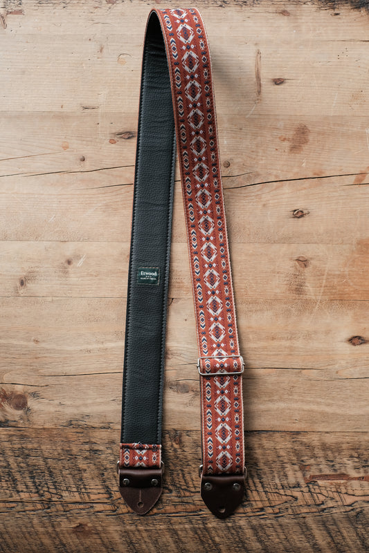 Red Vintage 60s / 70s Hippie Guitar Strap -  Handmade in the UK