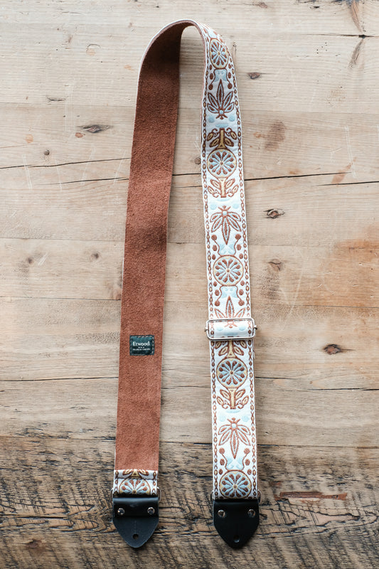 Vintage Floral 60s / 70s Hippie Guitar Strap -  Suede Backing -  Handmade in the UK