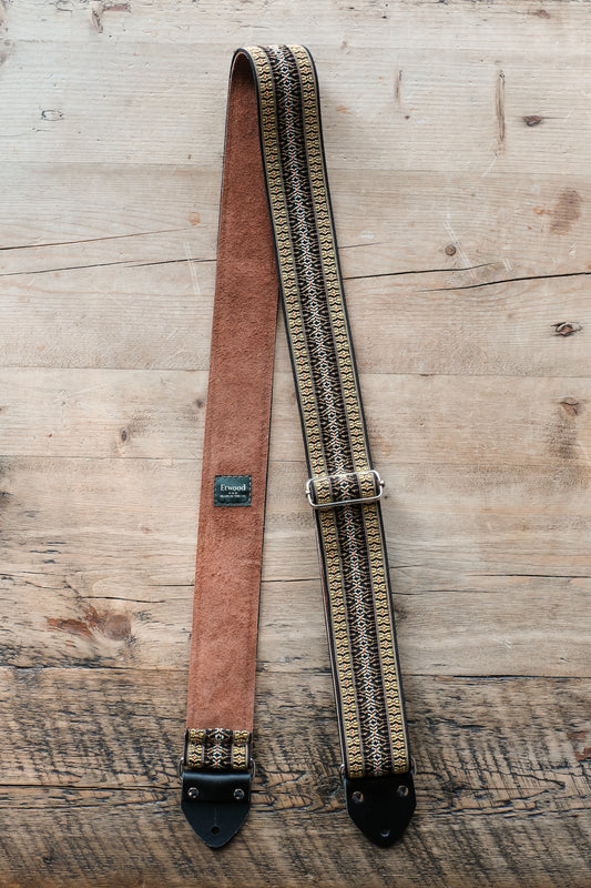 Vintage Ethnic 60s / 70s Hippie Guitar Strap -  Suede Backing -  Handmade in the UK
