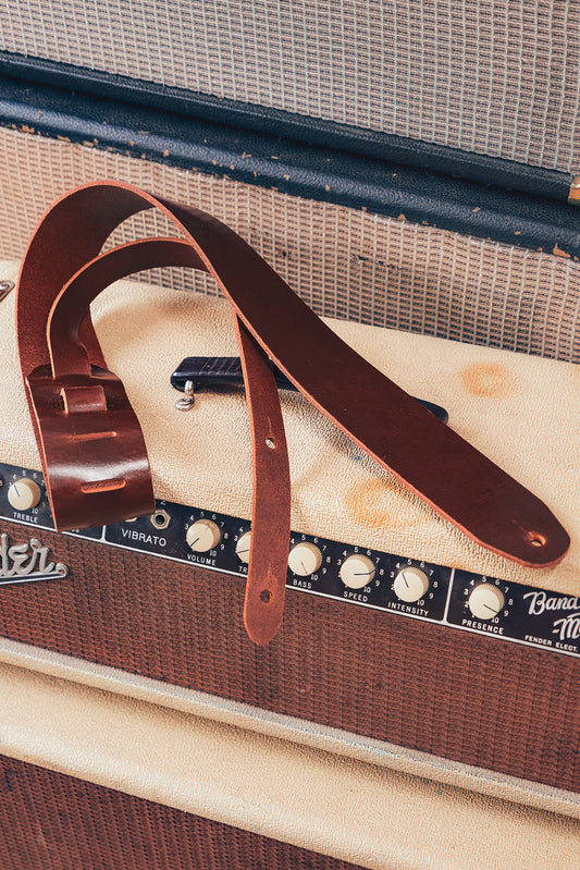 Classic All Leather Guitar Strap 6cm Chestnut