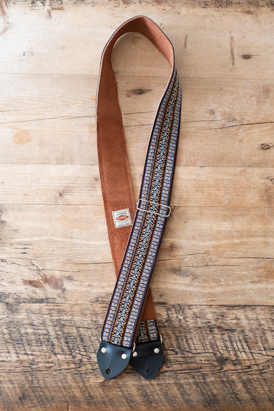 Vintage Ethnic 60s / 70s Hippie Guitar Strap -  Suede Backing -  Handmade in the UK