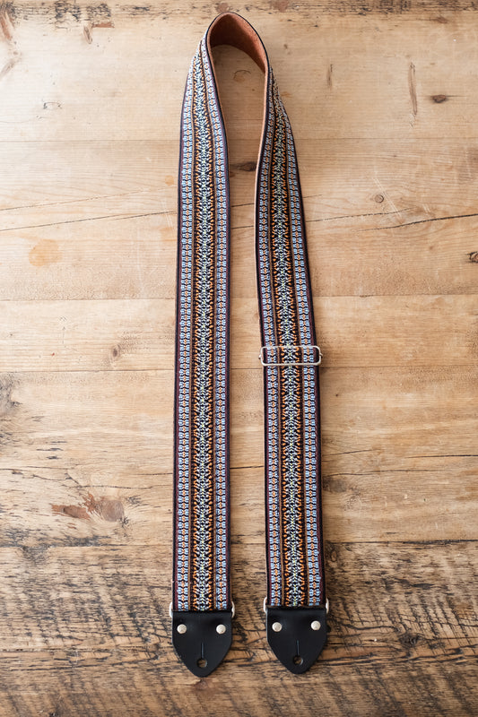 Vintage Ethnic 60s / 70s Hippie Guitar Strap -  Suede Backing -  Handmade in the UK