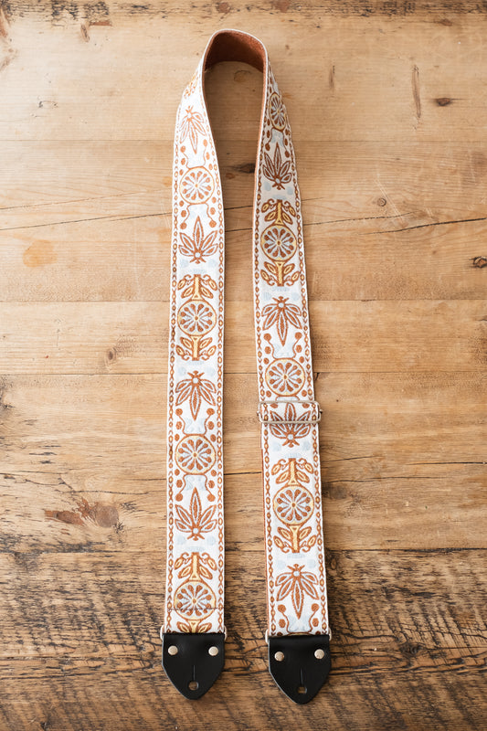 Vintage Floral 60s / 70s Hippie Guitar Strap -  Suede Backing -  Handmade in the UK