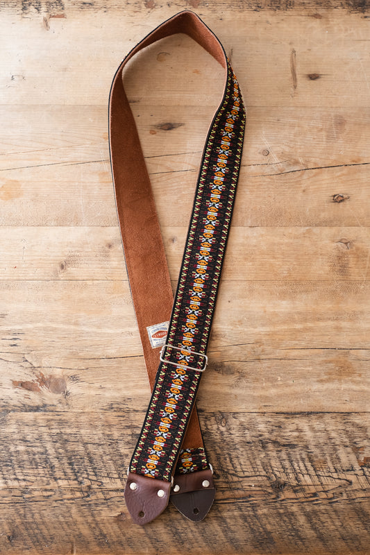 Vintage Aztec 60s / 70s Hippie Guitar Strap -  Suede Backing -  Handmade in the UK