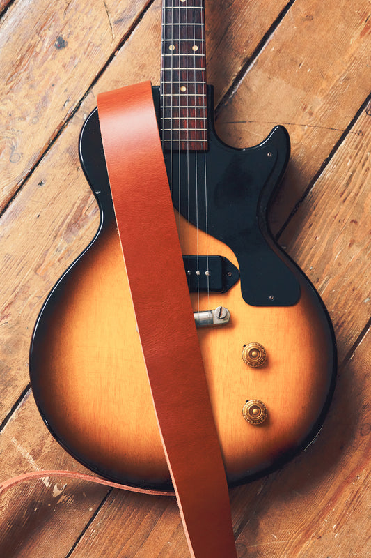 Classic Wide Leather Guitar Strap 6cm Honey - Handmade in the UK