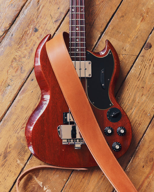 Premium Leather Guitar Strap 6cm Italian Tan