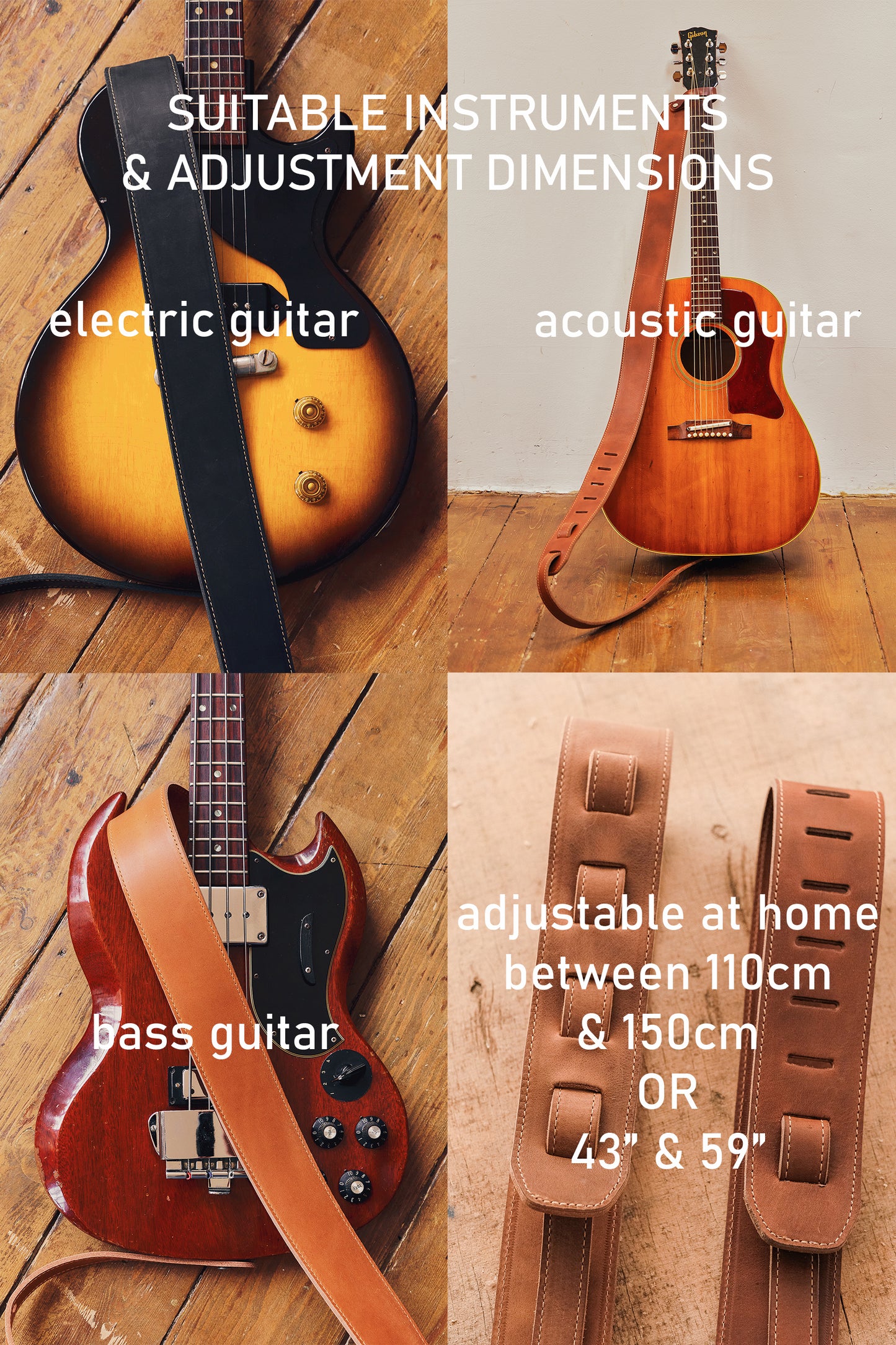 Deluxe Personalized Leather Guitar Strap – Handmade in the UK by Guitarists | Full-Grain Leather | Gift for Musicians