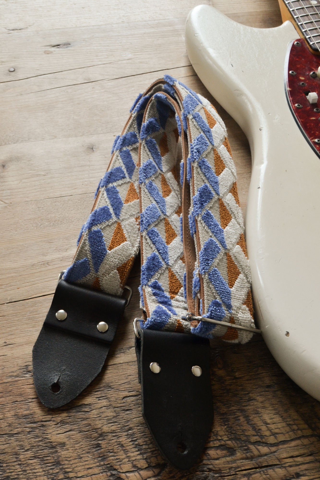 blue guitar strap by Etwood Studios