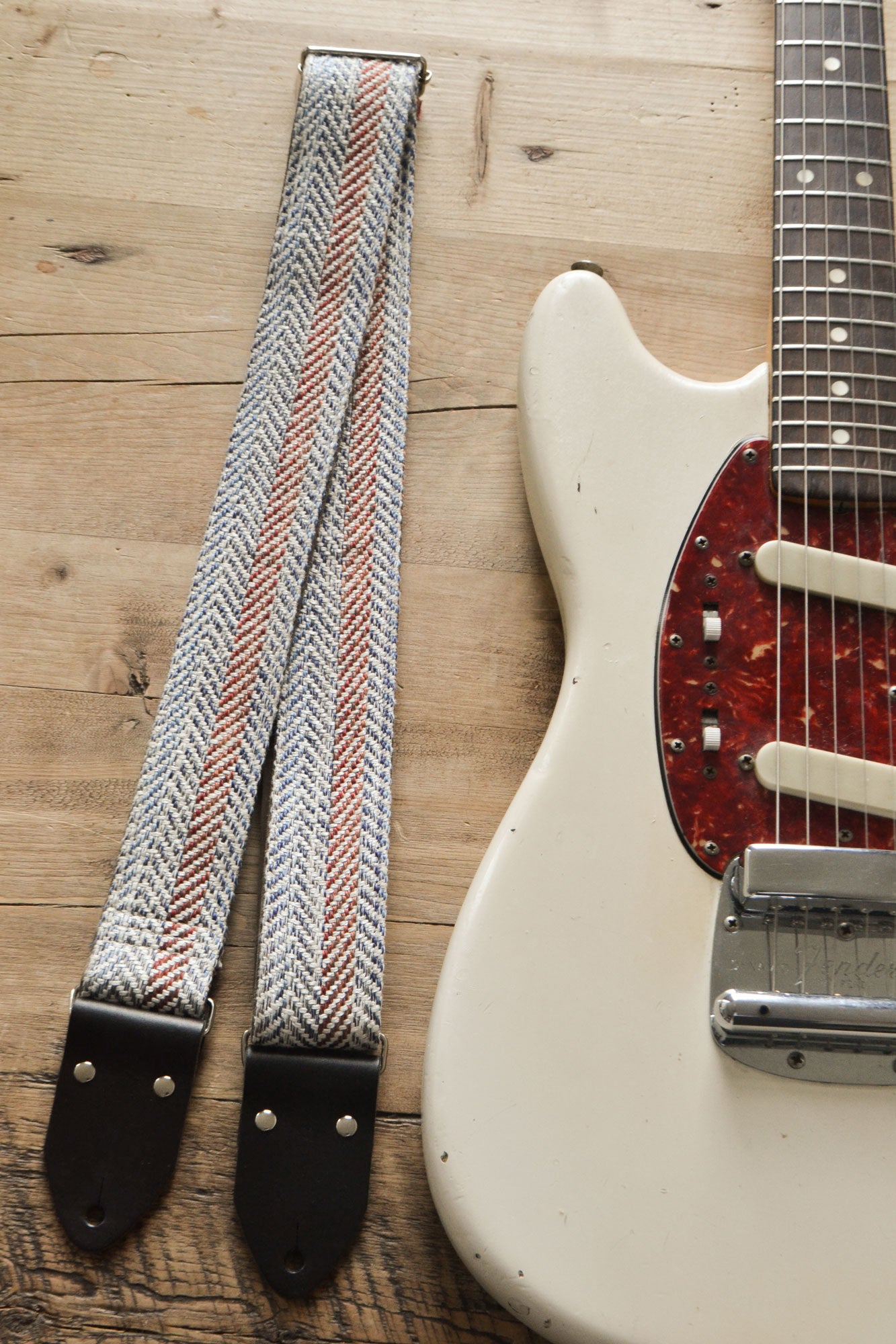 vintage blue guitar strap