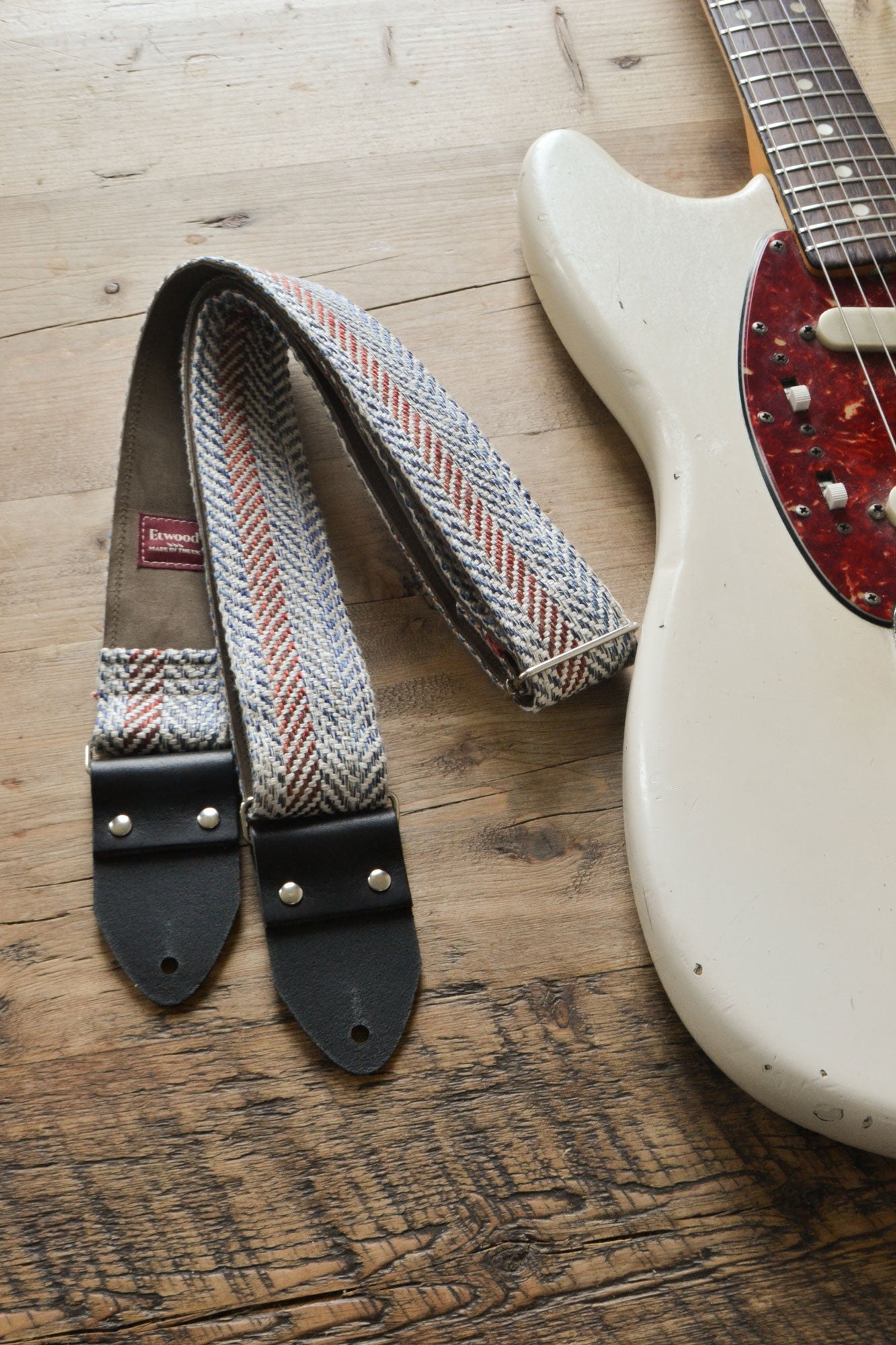 woven blue guitar strap