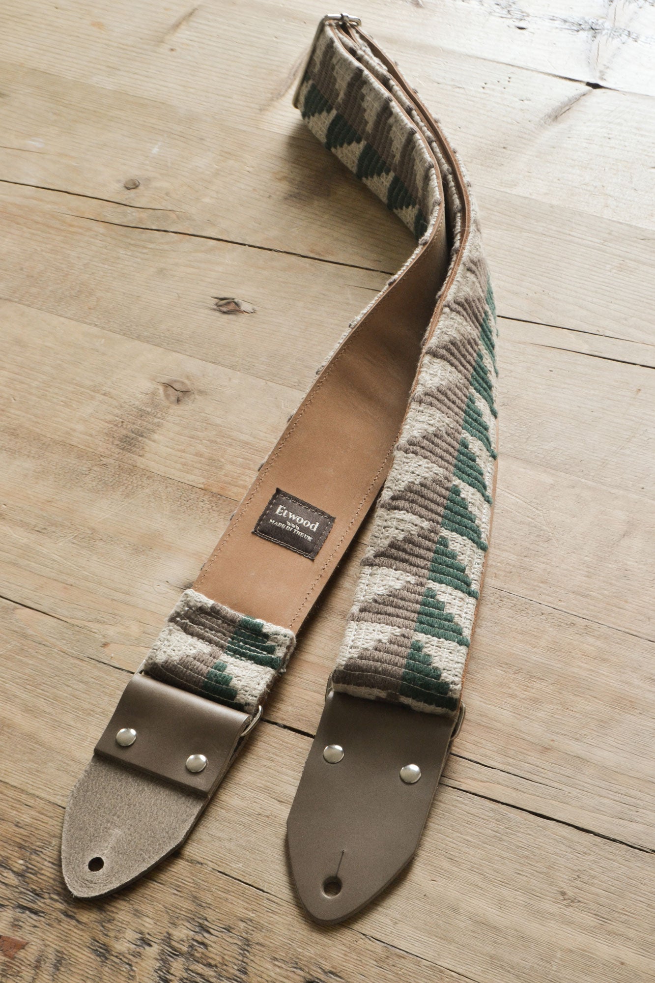 green guitar strap handmade