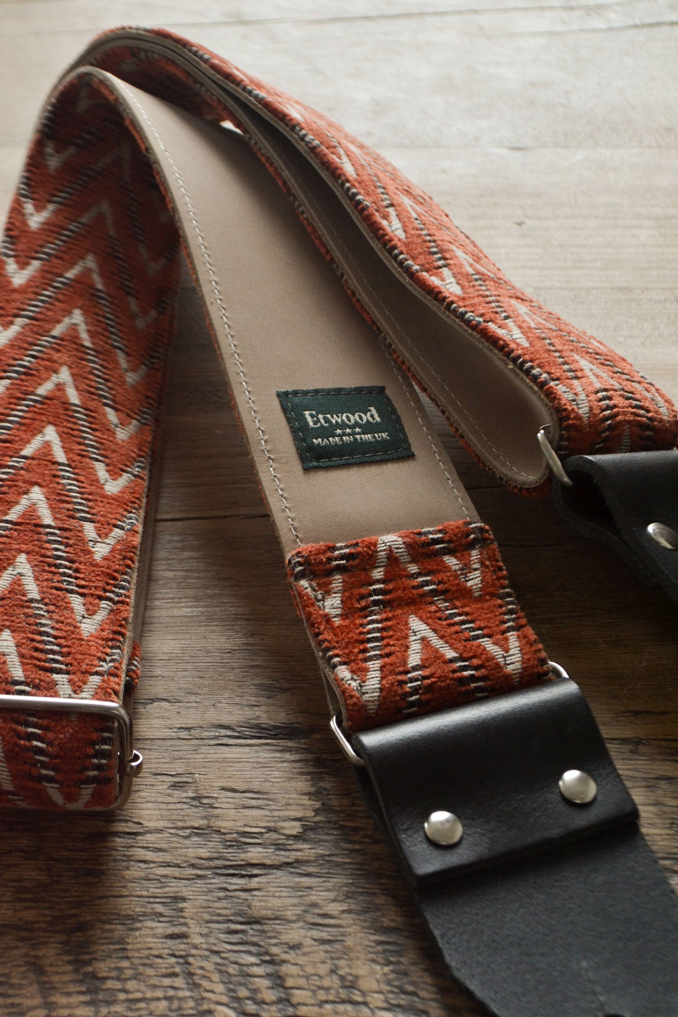 orange handmade guitar strap