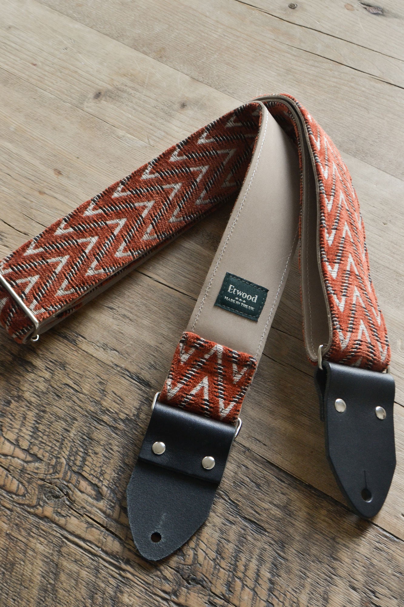 orange guitar strap by Etwood Studios