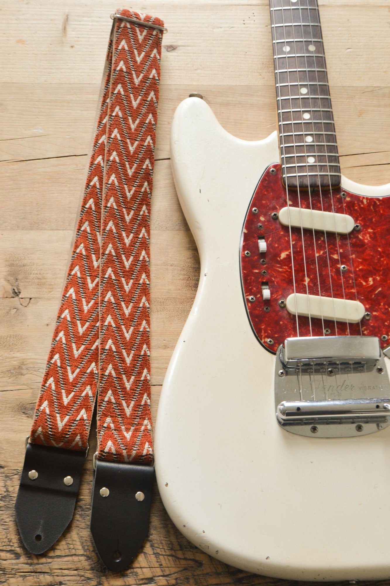 orange guitar strap woven