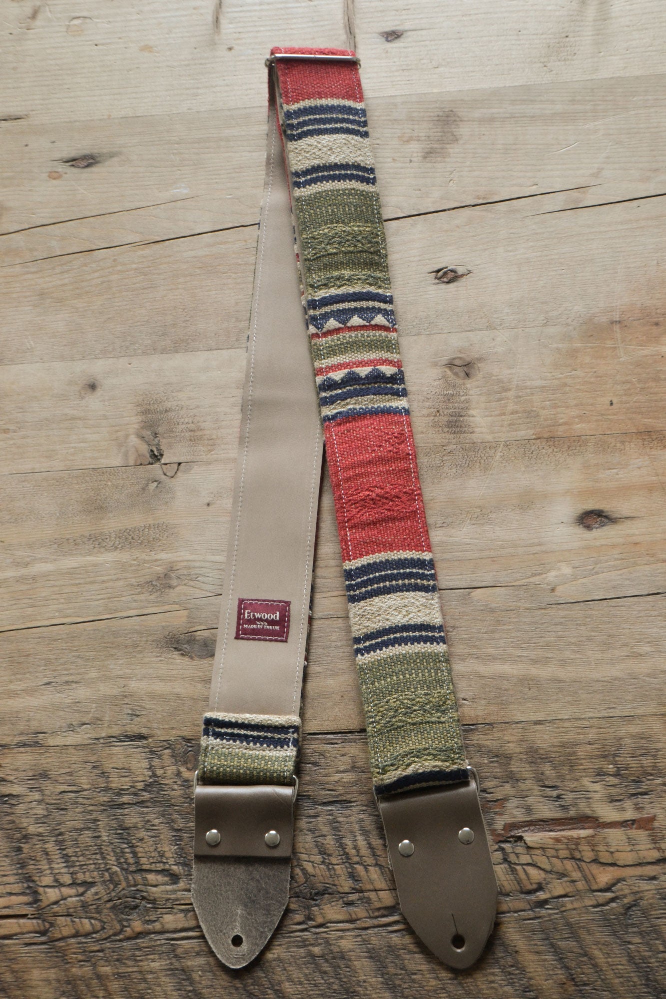 red guitar strap vintage by Etwood Studios