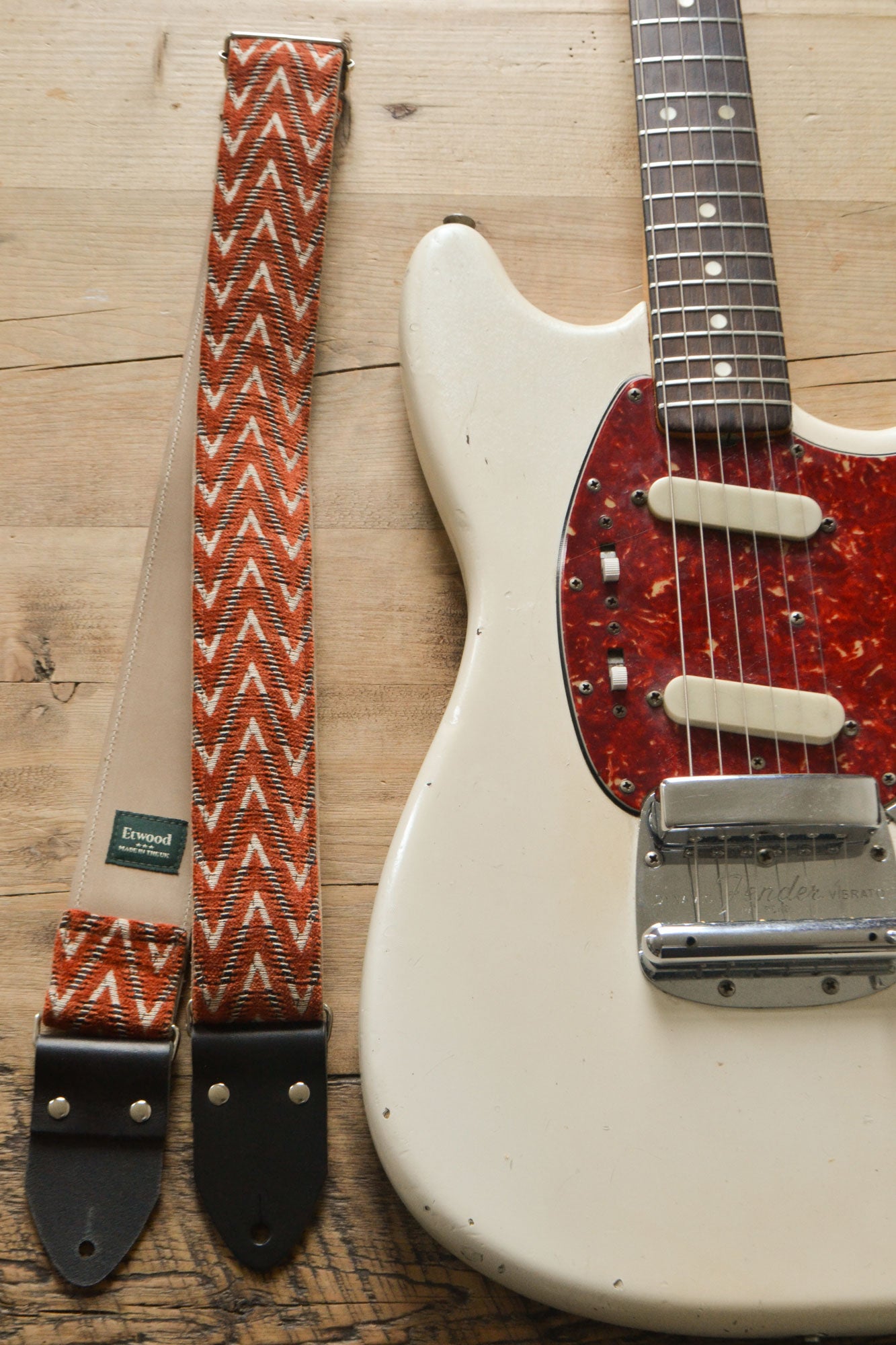 orange guitar strap handmade